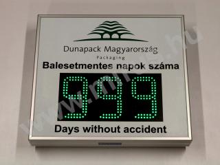 Munkavdelmi kijelz, balesetmentes nap szmll ra, beltri kivitel.