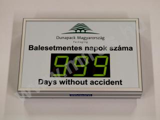 Munkavdelmi kijelz, balesetmentes nap szmll ra, kltri kivitel.